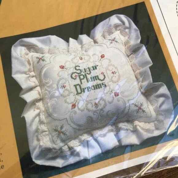 Sugar Plum Dreams Vintage Counted Cross Stitch Pillow Kit by Creative Circle - Picture 2 of 6